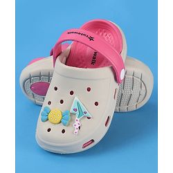 Cute Walk by Babyhug Backstrap Closure Clogs With Floral & Duck Applique - Pink