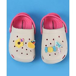 Cute Walk by Babyhug Backstrap Closure Clogs With Floral & Duck Applique - Pink