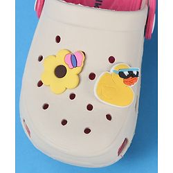 Cute Walk by Babyhug Backstrap Closure Clogs With Floral & Duck Applique - Pink