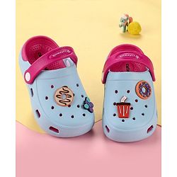 Cute Walk by Babyhug Back Strap Closure Clogs With Donut & Butterfly Applique - Dark Pink