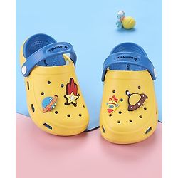 Cute Walk by Babyhug Back Strap Closure Clogs With Rocket Applique - Yellow