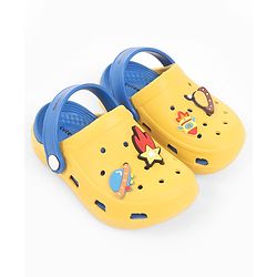 Cute Walk by Babyhug Back Strap Closure Clogs With Rocket Applique - Yellow