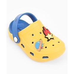 Cute Walk by Babyhug Back Strap Closure Clogs With Rocket Applique - Yellow