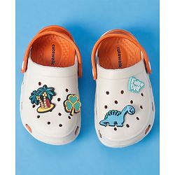 Cute Walk By Babyhug Backstrap Closure Clogs With Dino Jibbitz - Orange