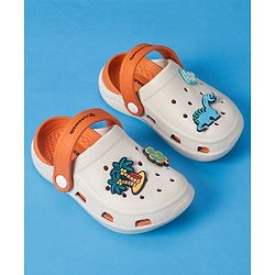 Cute Walk By Babyhug Backstrap Closure Clogs With Dino Jibbitz - Orange