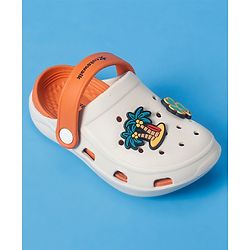 Cute Walk By Babyhug Backstrap Closure Clogs With Dino Jibbitz - Orange