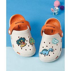 Cute Walk By Babyhug Backstrap Closure Clogs With Dino Jibbitz - Orange
