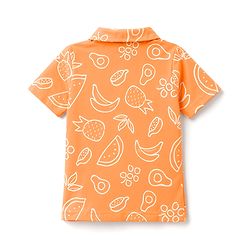 Babyhug 100% Cotton Knit Half Sleeves Shirt & Pyjama Co-Ord Night Suit With Tropical Print - Orange