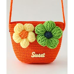 Babyhug Floral Applique Sling Bag Free Size - Orange