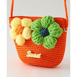 Babyhug Floral Applique Sling Bag Free Size - Orange