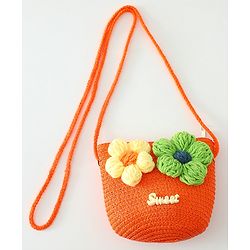 Babyhug Floral Applique Sling Bag Free Size - Orange