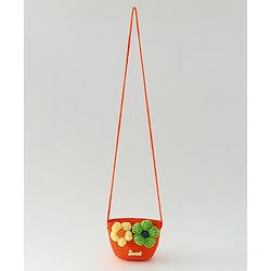 Babyhug Floral Applique Sling Bag Free Size - Orange