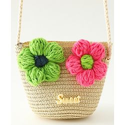 Babyhug Floral Applique Sling Bag Free Size - Orange