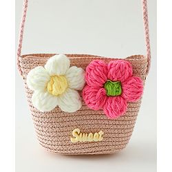 Babyhug Floral Applique Sling Bag Free Size - Orange