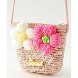 Babyhug Floral Applique Sling Bag Free Size - Orange
