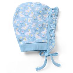 Babyhug 100% Cotton Interlock Baby Caps with Floral & Animal Print Pack of 2 in Blue Diameter - 12
