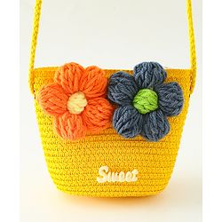 Babyhug Floral Applique Sling Bag Free Size - Orange