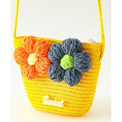 Babyhug Floral Applique Sling Bag Free Size - Orange
