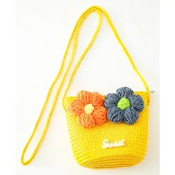 Babyhug Floral Applique Sling Bag Free Size - Orange
