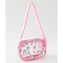 Babyhug Transparent Sling Bag With Unicorn Print - Pink