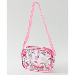 Babyhug Transparent Sling Bag With Unicorn Print - Pink