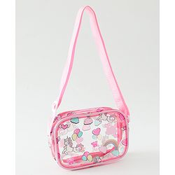 Babyhug Transparent Sling Bag With Unicorn Print - Pink
