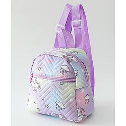 Babyhug Free Size Fashion Backpack With Unicorn Print - Purple