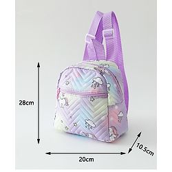 Babyhug Free Size Fashion Backpack With Unicorn Print - Purple