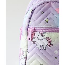 Babyhug Free Size Fashion Backpack With Unicorn Print - Purple