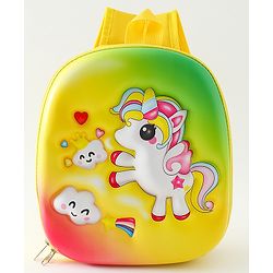 Babyhug Free Size Fashion Backpack With Unicorn Print - Yellow