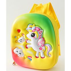 Babyhug Free Size Fashion Backpack With Unicorn Print - Yellow