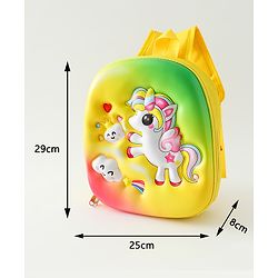Babyhug Free Size Fashion Backpack With Unicorn Print - Yellow