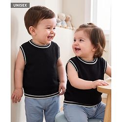 Babyhug Knit Sleeveless Vest Sweater - Black