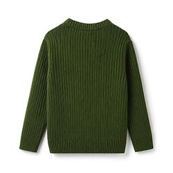 Babyhug Knit Full Sleeves Striped Pullover With Patch - Navy Blue