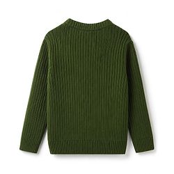 Babyhug Knit Full Sleeves Striped Pullover With Patch - Navy Blue