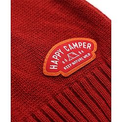 Babyhug Knit Full Sleeves Striped Pullover Sweater With Patch - Red