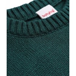 Babyhug Knit Full Sleeves Striped Pullover Sweater With Patch - Red