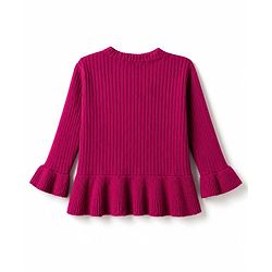Babyhug Knit Full Sleeves Pullover with Heart Embroidery -  Maroon