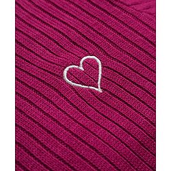 Babyhug Knit Full Sleeves Pullover with Heart Embroidery -  Maroon