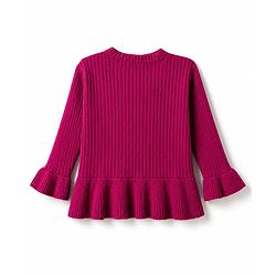Babyhug Knit Full Sleeves Hearts Embroidered Pullover Sweater - Black