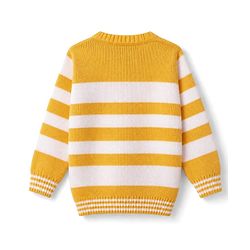 Babyhug Knit Full Sleeves Striped Sweater Set - Yellow