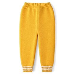 Babyhug Knit Full Sleeves Striped Sweater Set - Yellow