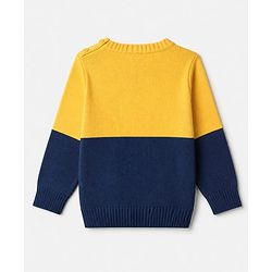 Babyhug Knit Full Sleeves Color Block Sweater Set - Yellow
