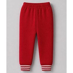 Babyhug Knit Full Sleeves Stripped Sweater Set - Red