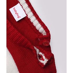 Babyhug Knit Full Sleeves Stripped Sweater Set - Red