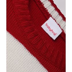 Babyhug Knit Full Sleeves Stripped Sweater Set - Red