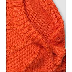 Babyhug Knit Full Sleeves Color Block Sweater Set - Orange Grey