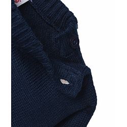 Babyhug Knit Full Sleeves Striped Sweater Set - Navy Blue, White & Blue