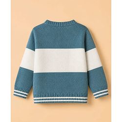 Babyhug Knit Full Sleeves Sweater and Pants Set with Cable Knit Design - White & Green