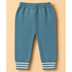 Babyhug Knit Full Sleeves Sweater and Pants Set with Cable Knit Design - White & Green